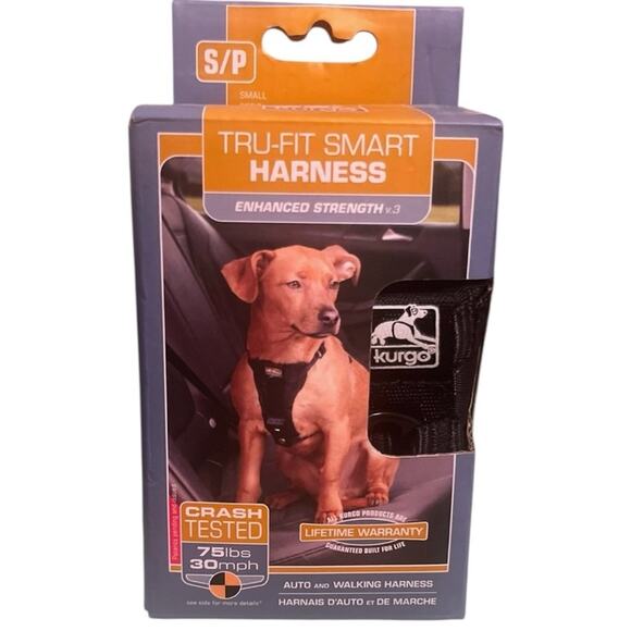 Dog Harness Kurgo Tru-Fit 2 N 1 Black Enhanced Strength Small Walk Seat Belt - Picture 1 of 4